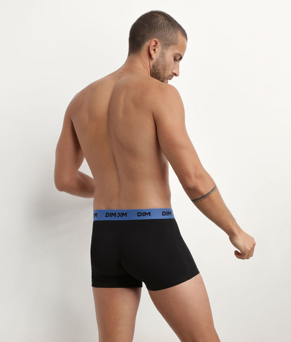 DIM Lot de 3 boxers homme noir ceinture colorée Mimosa Lila Mix & Colors