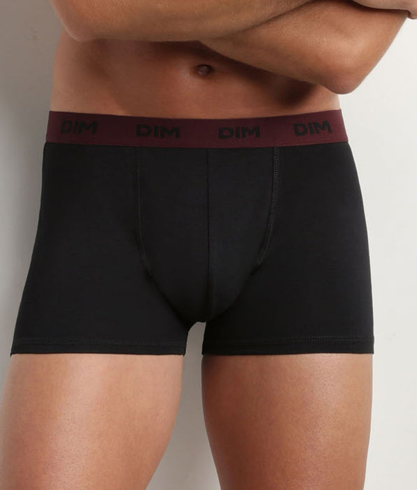 DIM Lot de 3 boxers homme noir ceinture colorée Raisin Mix & Colors