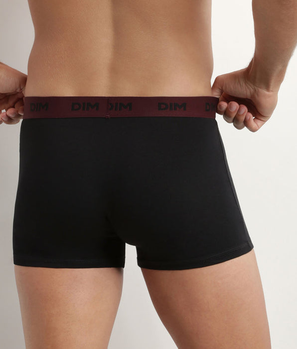 DIM Lot de 3 boxers homme noir ceinture colorée Raisin Mix & Colors