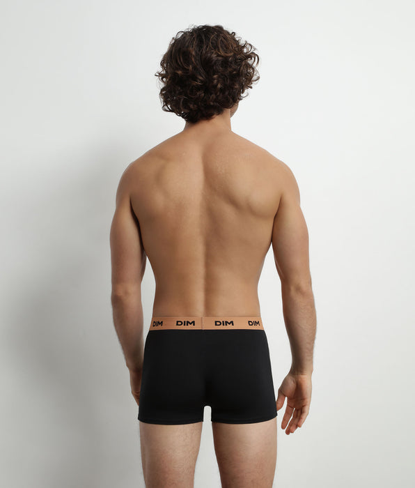 DIM Lot de 3 boxers homme Noir coton stretch Noisette Vert Mix & Colors