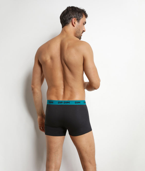 DIM Lot de 3 boxers homme noir ceinture colorée Caméléon Mix & Colors