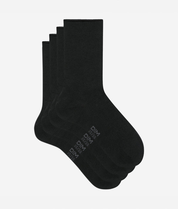 DIM Lot de 2 paires de chaussettes noires Femme en coton modal