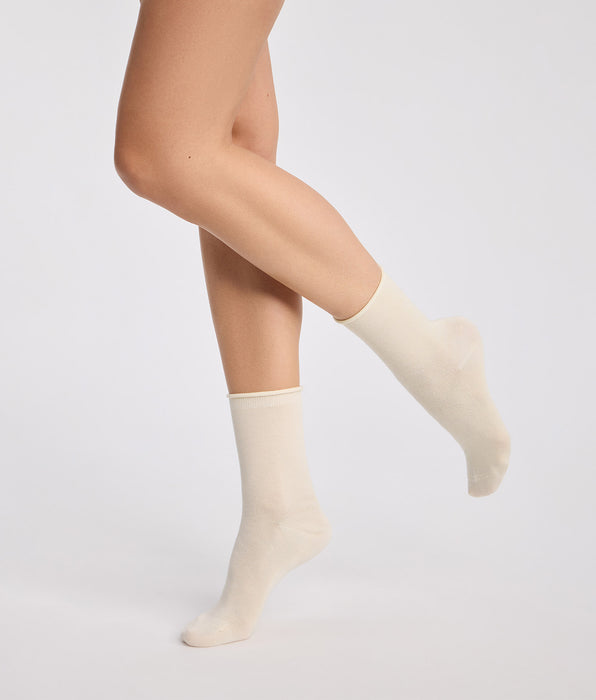 DIM Lot de 2 chaussettes femme taupe, beige Modal