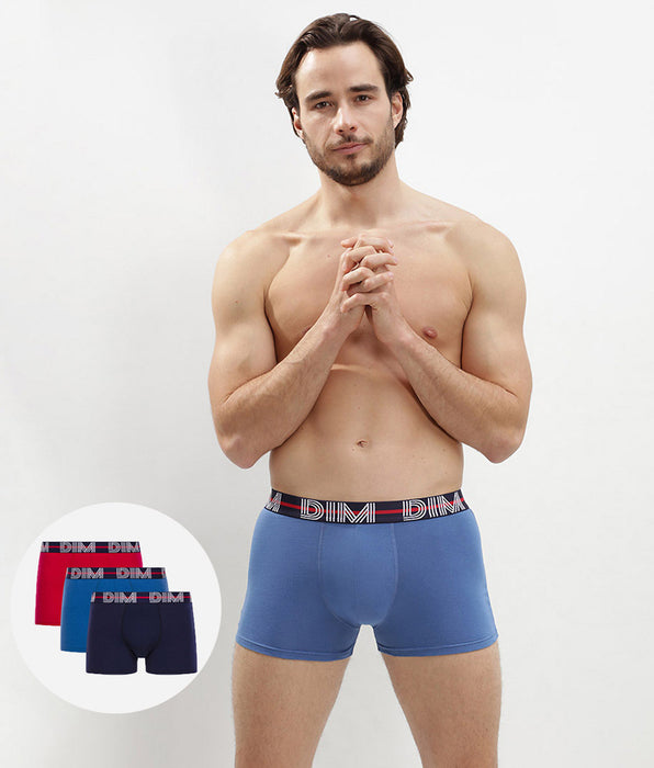 DIM Lot de 3 boxers rouge, bleu nuit et bleu clair - Dim Powerful