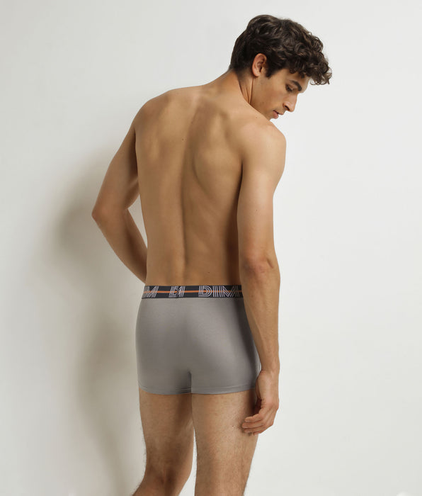 DIM Lot de 3 boxers homme Violet Gris Terre Powerful