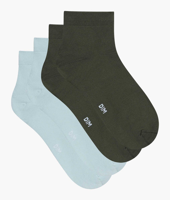 DIM Lot de 2 paires de chaussettes femme Vert Bleu Skin