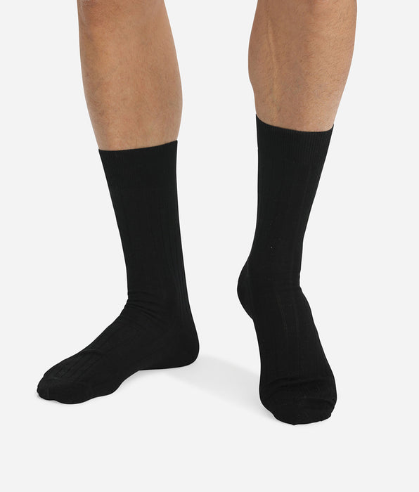 DIM Lot de 2 chaussettes noires en fil d'Ecosse Homme