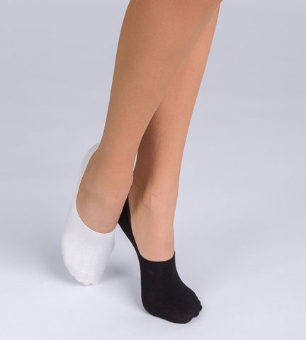 DIM  Lot de 2 protège-pieds coton noir et blanc Femme Basic Coton