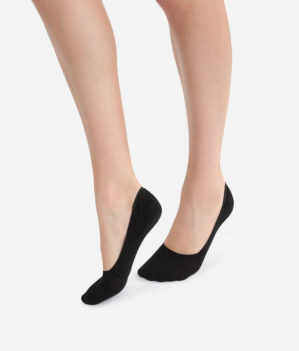 DIM Lot de 2 paires de protège-pieds noirs en coton Femme