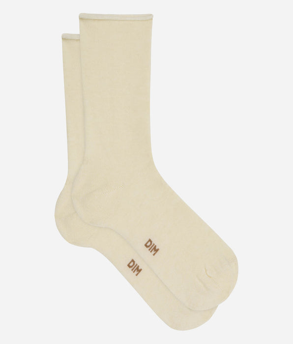 DIM Chaussettes femme ivoire Laine Douce