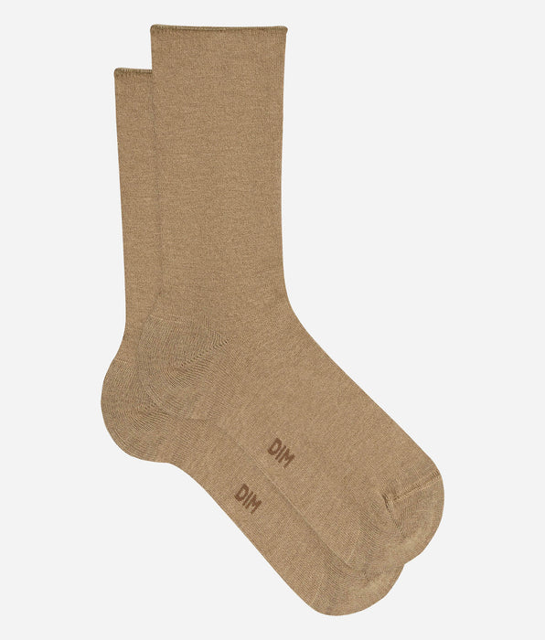 DIM Chaussettes femme beige taupe Laine Douce