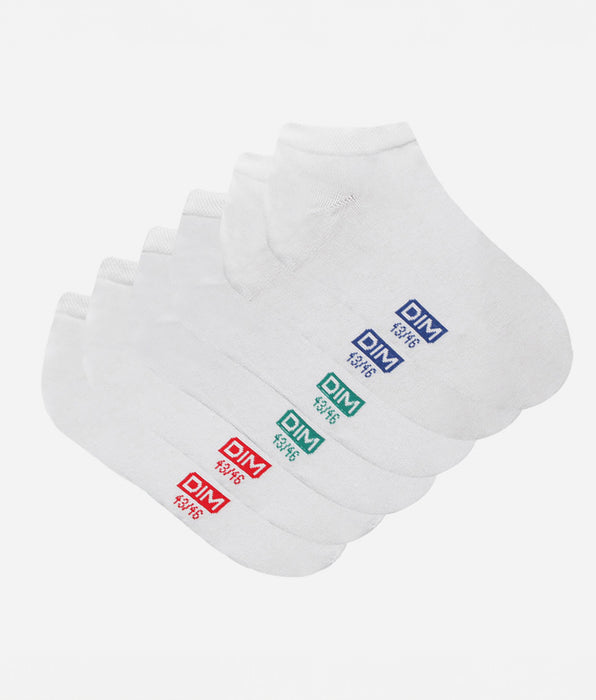 DIM Lot de 3 paires de socquettes blanches en coton Homme