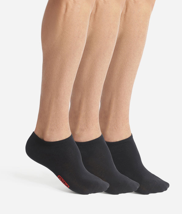DIM Lot de 3 paires de socquettes homme Noir Dim Coton