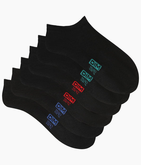 DIM Lot de 3 paires de socquettes homme Noir Dim Coton