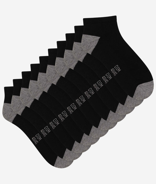 DIM Lot de 5 paires de socquettes homme en coton Noir EcoDim Sport