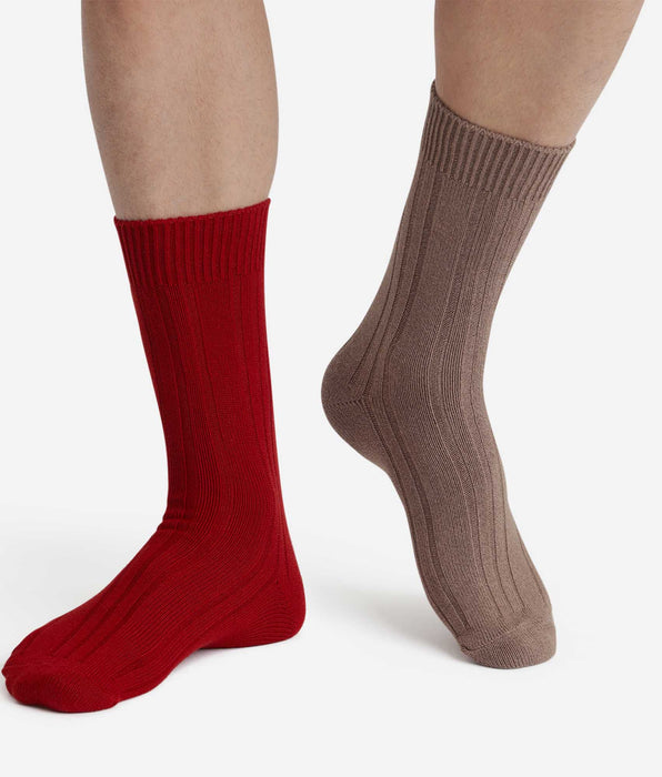 DIM Lot de 2 paires de chaussettes homme Rouge Bambou