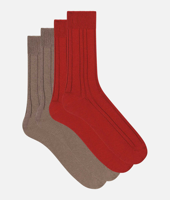 DIM Lot de 2 paires de chaussettes homme Rouge Bambou