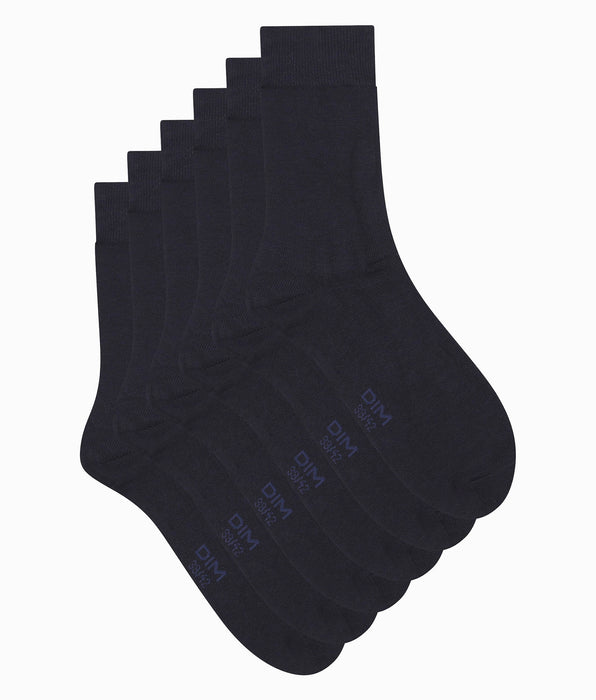 DIM Lot de 3 paires de chaussettes homme Bleu Marine Dim Coton