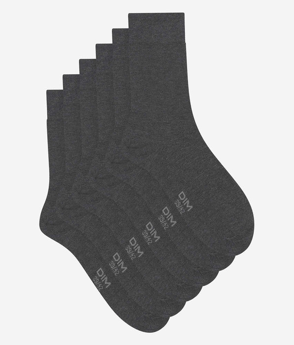 DIM Lot de 3 paires de chaussettes homme Anthracite Chiné Dim Coton