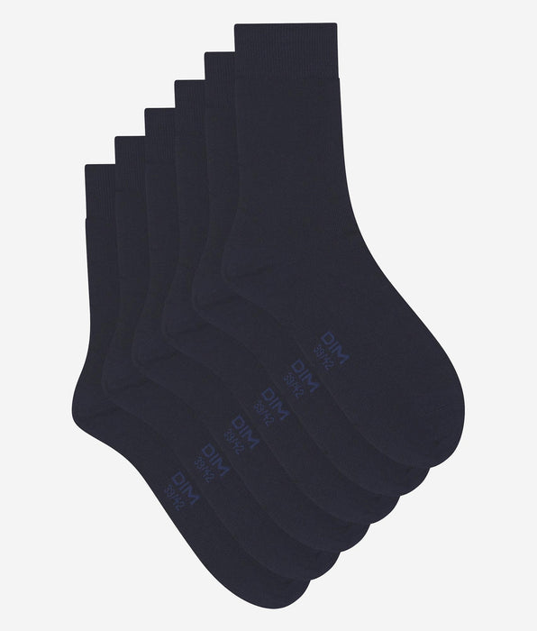 DIM Lot de 3 paires de chaussettes homme Bleu Marine Dim Coton Confort