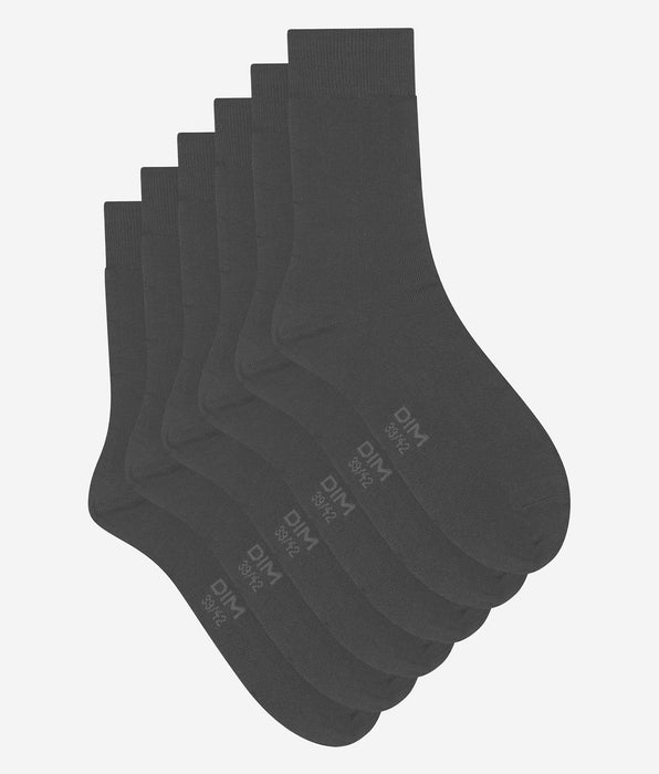 DIM Lot de 3 paires de chaussettes homme Anthracite Dim Coton Confort