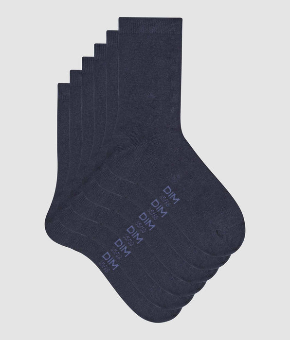 DIM Lot de 3 paires de chaussettes femme Bleu Marine en coton Dim