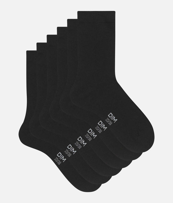 DIM Lot de 3 paires de chaussettes femme Noir Coton Nice Price