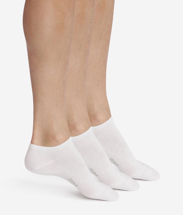 DIM Lot de 3 paires de chaussettes courtes homme Blanc Dim Coton
