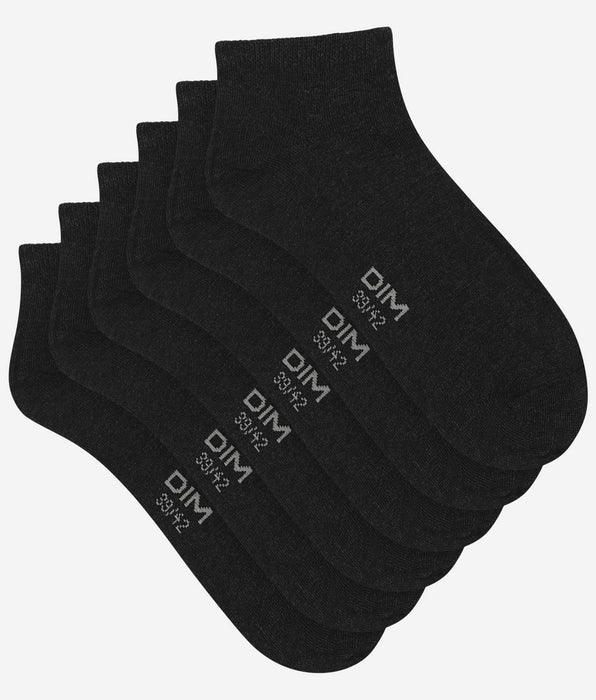 DIM Lot de 3 paires de chaussettes courtes homme Noir Dim Coton