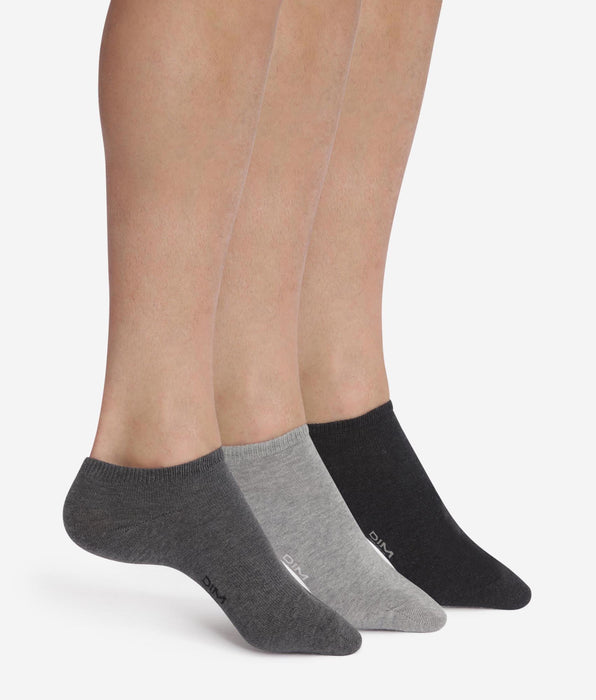 DIM Lot de 3 paires de chaussettes courtes Anthracite Dim Coton