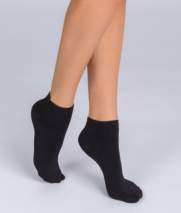 DIM Lot de 2 socquettes courtes noires Skin Femme