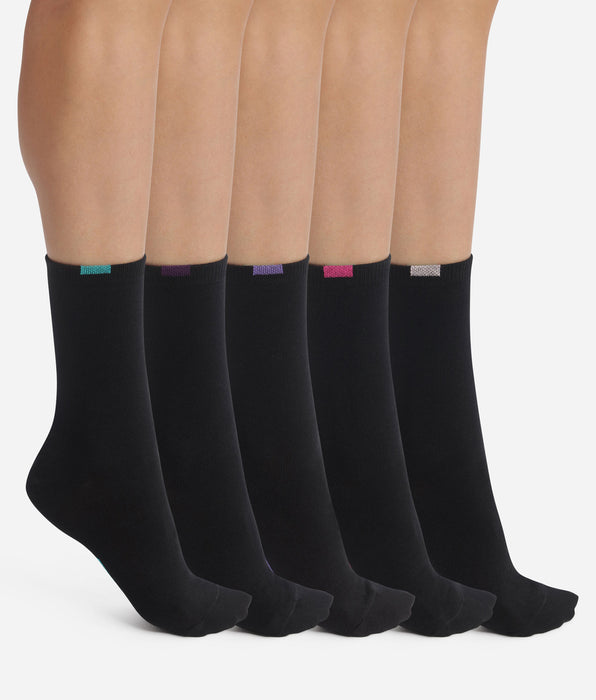 DIM Lot de 5 paires de chaussettes femme en coton Noir EcoDim