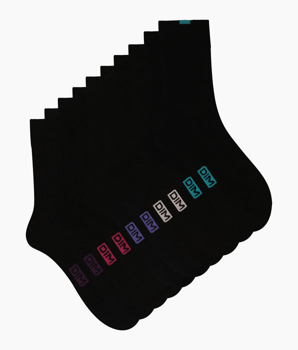 DIM Lot de 5 paires de chaussettes femme en coton Noir EcoDim