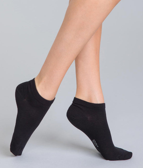 DIM Lot de 2 socquettes courtes noires en coton Femme