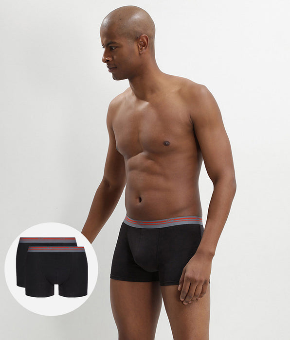 DIM Lot de 2 boxers coton stretch Noir pour homme Daily Colors