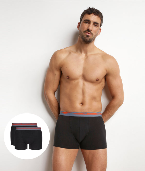 DIM Lot de 2 boxers coton stretch Noir pour homme Daily Colors