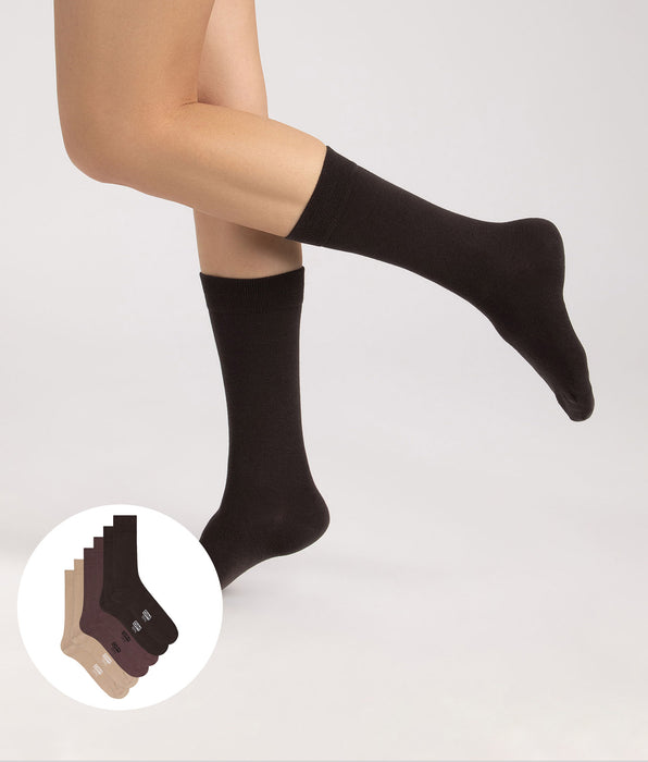 DIM Lot de 3 chaussettes homme cassis, chocolat, taupe Coton
