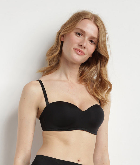 DIM Soutien-gorge bandeau Noir sans armatures pour femme InvisiFree