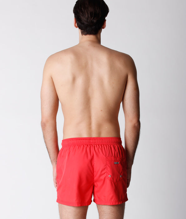 DIM Maillot de bain court pour Homme Rouge avec imprimé Surf