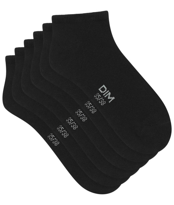 DIM Lot de 3 paires de chaussettes courtes femme Noir Dim Coton