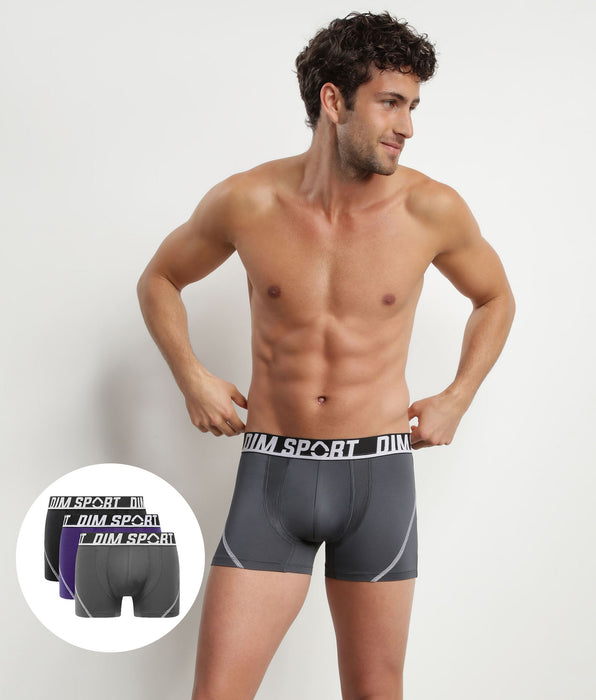 DIM Lot de 3 boxers homme microfibre thermorégulateur Violet Dim Sport