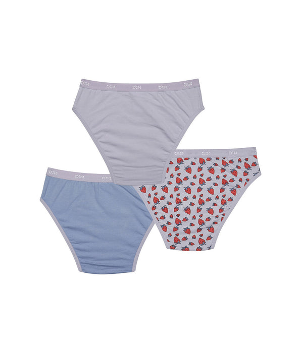 DIM Lot de 3 culottes fille en coton stretch motif fraise Lila Les Pockets