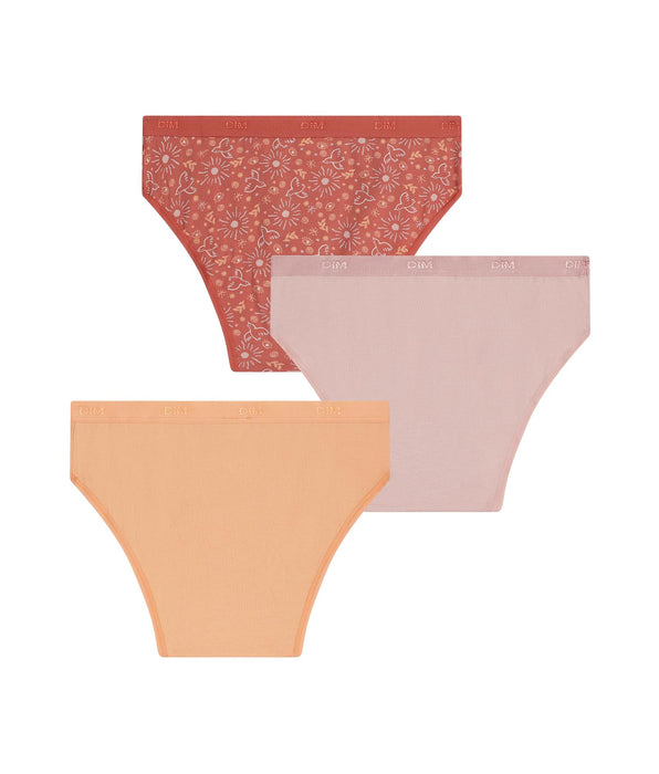 DIM Lot de 3 slips fille en coton stretch motif soleil Les Pockets
