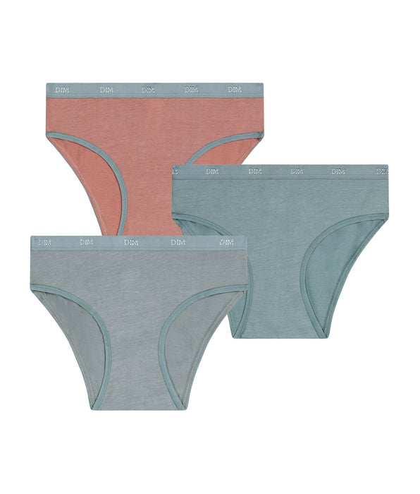 DIM Lot de 3 culottes filles argile Les Pockets Ecodim Kids