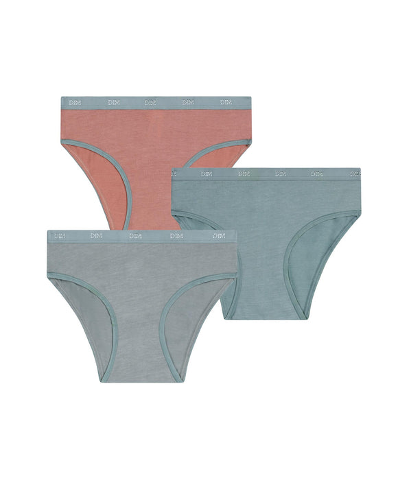 DIM Lot de 3 culottes filles argile Les Pockets Ecodim Kids