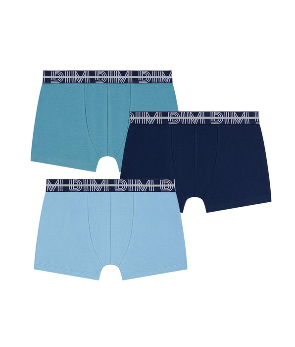 DIM Lot de 3 boxers garçon coton stretch ceinture contrastée Adriatique EcoDim