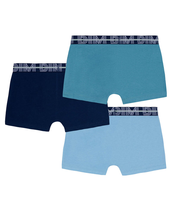 DIM Lot de 3 boxers garçon coton stretch ceinture contrastée Adriatique EcoDim