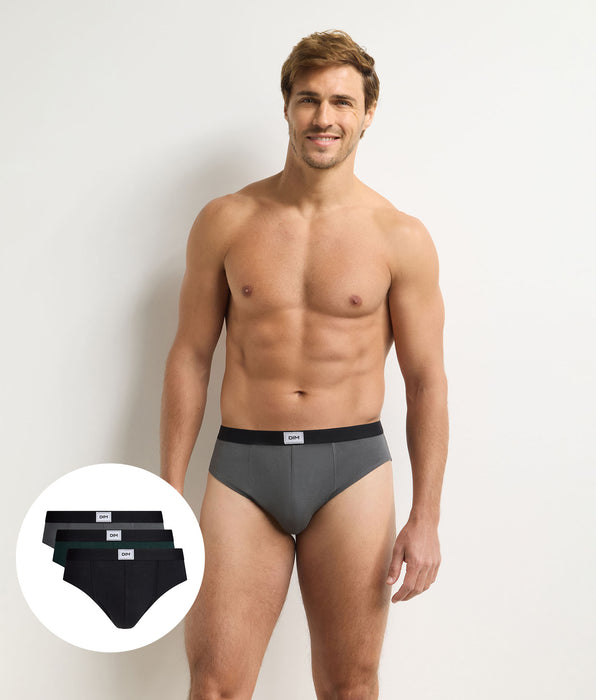 DIM Lot de 3 slips homme noir, vert, gris Ultra Resist