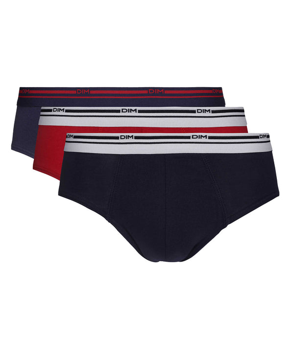 DIM Lot de 3 slips rouge et bleu pour homme Classic Colors