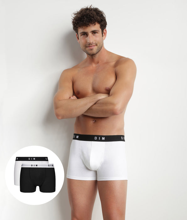 DIM Lot de 2 boxers homme coton stretch ceinture rétro Noir Dim Originals